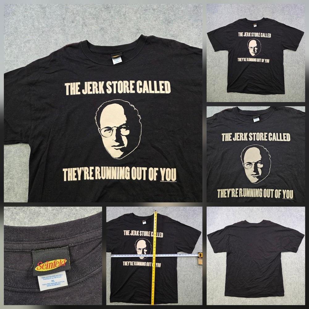 VTG Seinfeld Shirt Mens XL Black Jerk Store Called Quote Graphic TV‎ Comedy Tee
